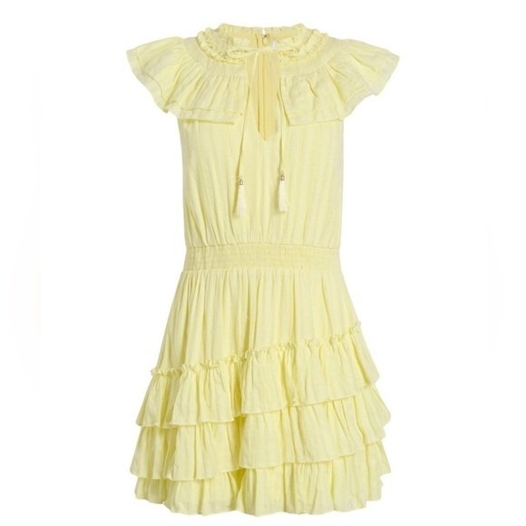 REVOLVE Likely Giordona Butter Yellow A-Line Ruffle Mini Dress Size 2 Coquette - Picture 1 of 12
